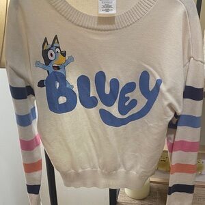 Bluey Graphic Crewneck Sweater - Cream with Blue Logo